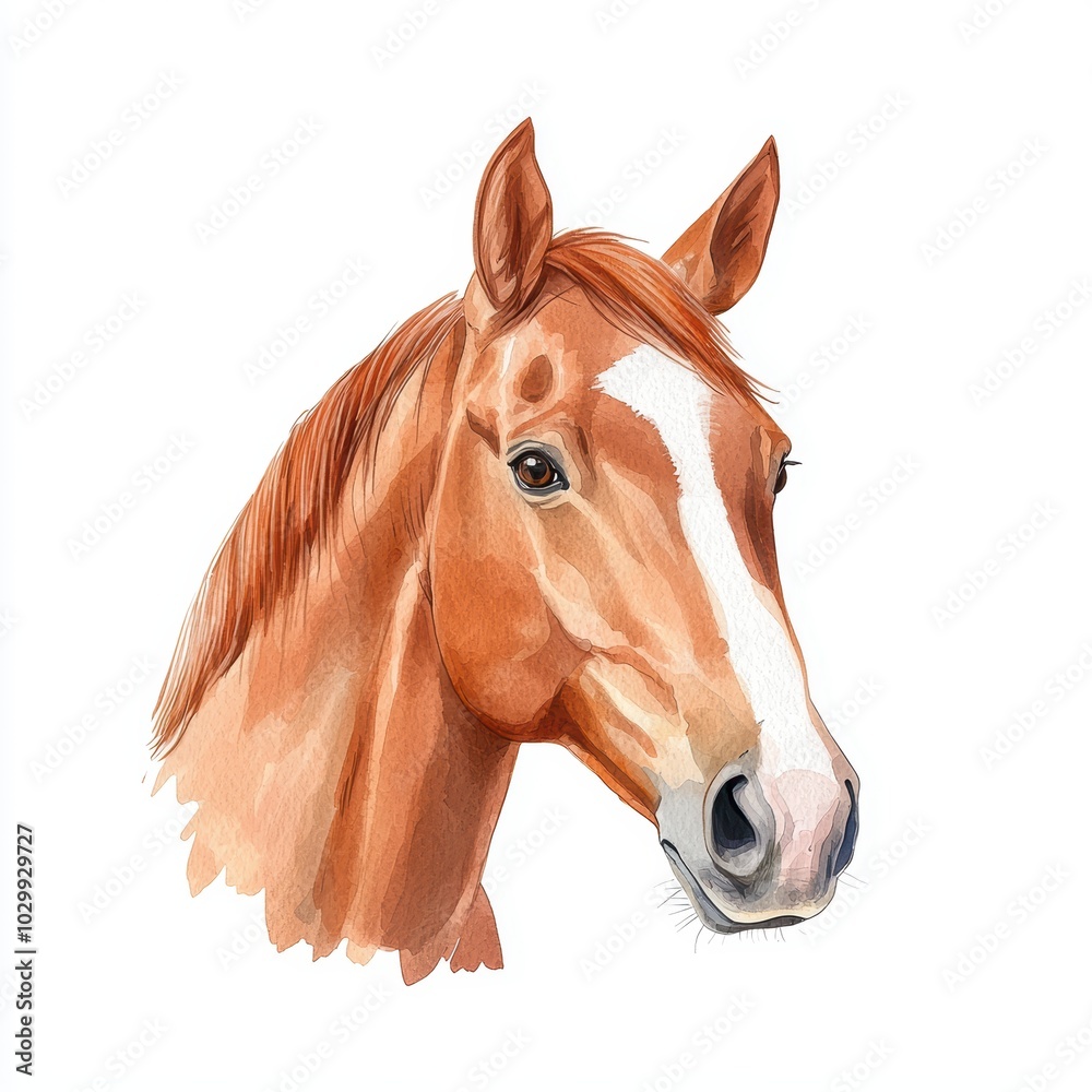 Fototapeta premium Watercolor Illustration of a Horse Head Isolated on White