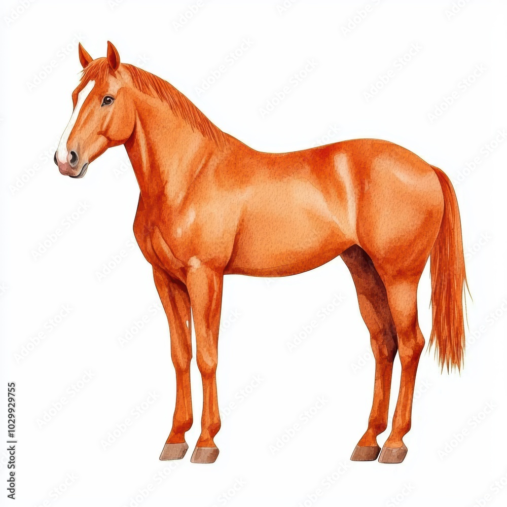 Fototapeta premium Single Watercolor Illustration of an Isolated Horse