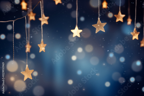 A mesmerizing bokeh background with soft circles of light in gold and silver, scattered among tiny, twinkling stars, glowing vividly like a clear night sky.