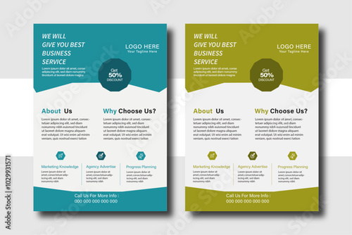 modern business flyer template, abstract business flyer and creative design.Flyer template layout design.