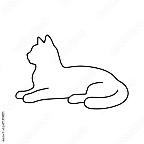 Lying cat line vector icon