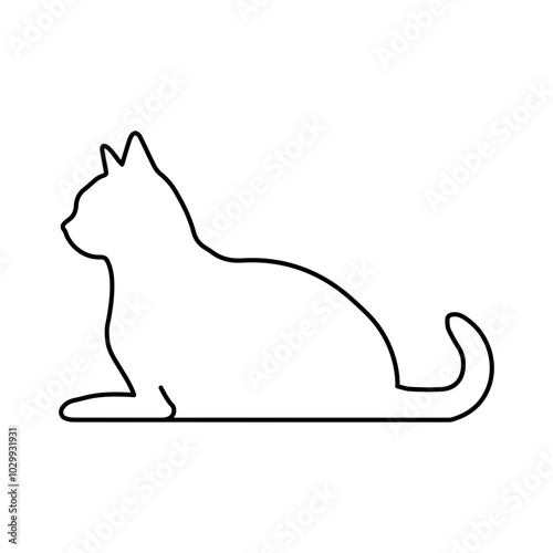 Lying cat line vector icon