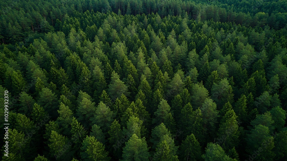 Aerial View of a Lush Green Forest Nature's Beauty from Above Smooth Blue Background with Copy Space for Advertisements