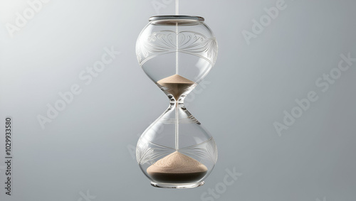 Hourglass on transparent background, hourglass, time, timeline, sand