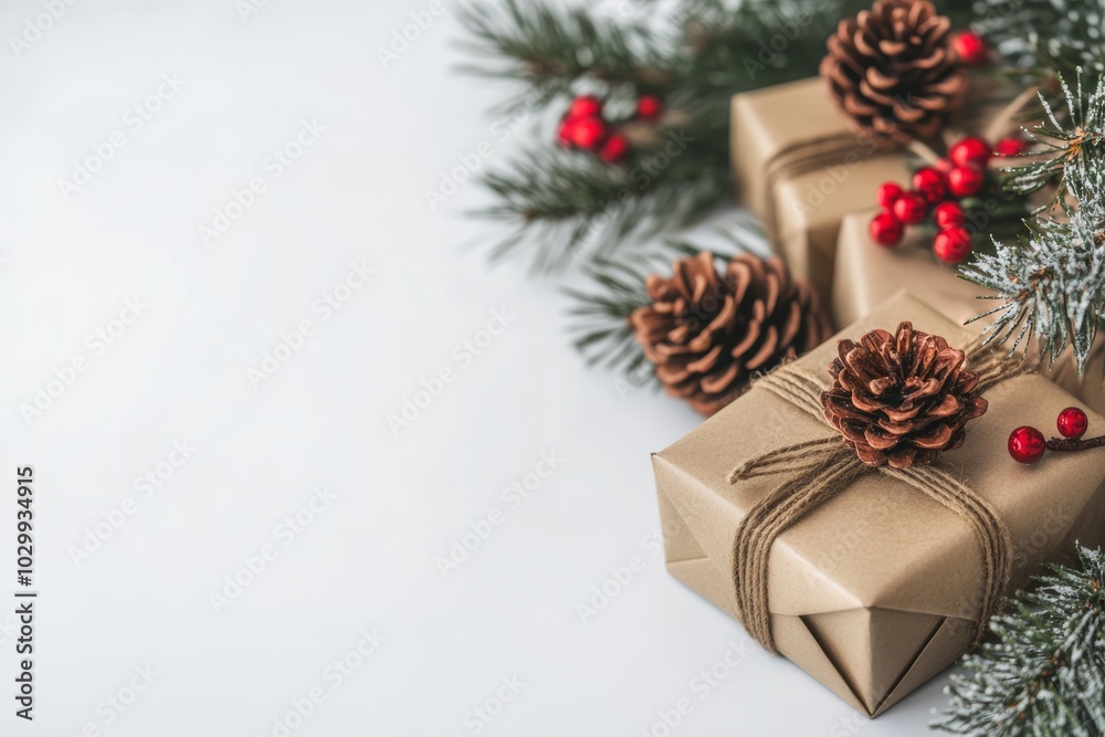 Christmas gift paper box under the New Year tree. Merry Christmas and Happy New Year. Xmas banner holiday poster with gift present. Festive bright design Christmas gift paper box under the New Year tree. Merry Christmas and Happy New Year. Xmas banner holiday poster with gift present. Festive bright design