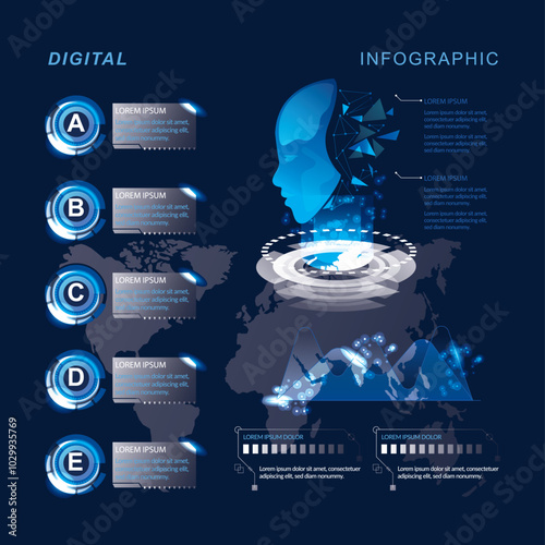 Foto digital infographic banner template modern technique elements