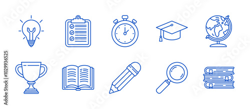Collection set of education vector icons with outline styles for web and mobile apps.
