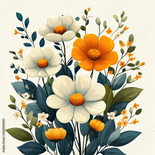 background with flowers and leaves