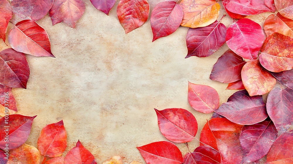 Fototapeta premium Autumn leaves frame background for design and creativity Abstract Gradient Background with Copy Space