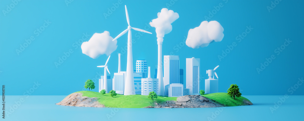 Fototapeta premium Modern Cityscape with Renewable Energy Elements