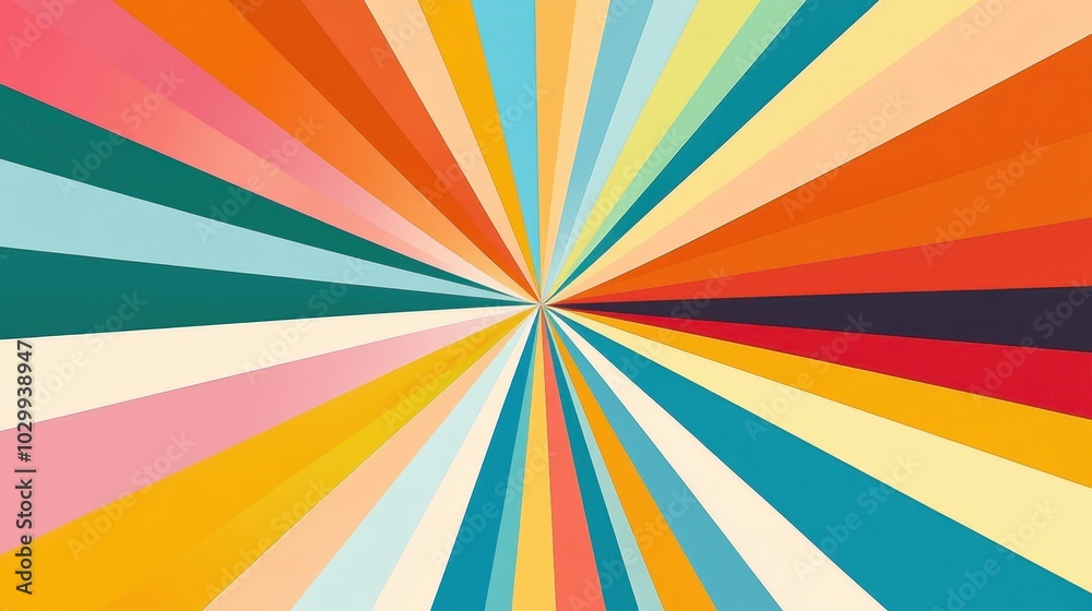 Sun rays cartoon-style flat design, with bright colors and complementary tones, providing a playful and light visual effect from a top view Sun rays cartoon-style flat design, with bright colors and complementary tones, providing a playful and light visual effect from a top view