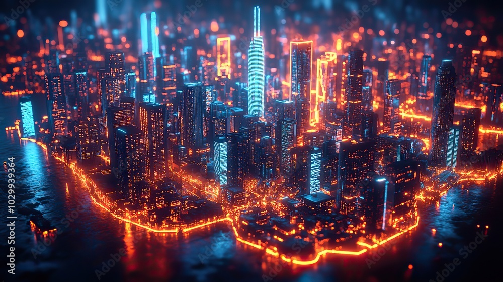 A neon cityscape illustrating a futuristic urban landscape with advanced technology and vibrant colors. A neon cityscape illustrating a futuristic urban landscape with advanced technology and vibrant colors.