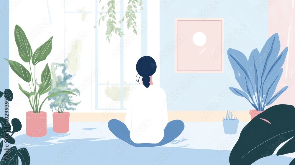 Obraz premium Therapy session flat design with a focus on emotional well-being, utilizing a complementary color scheme for a balanced and serene visual effect