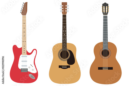 エレキギターとアコースティックギターとクラッシックギター