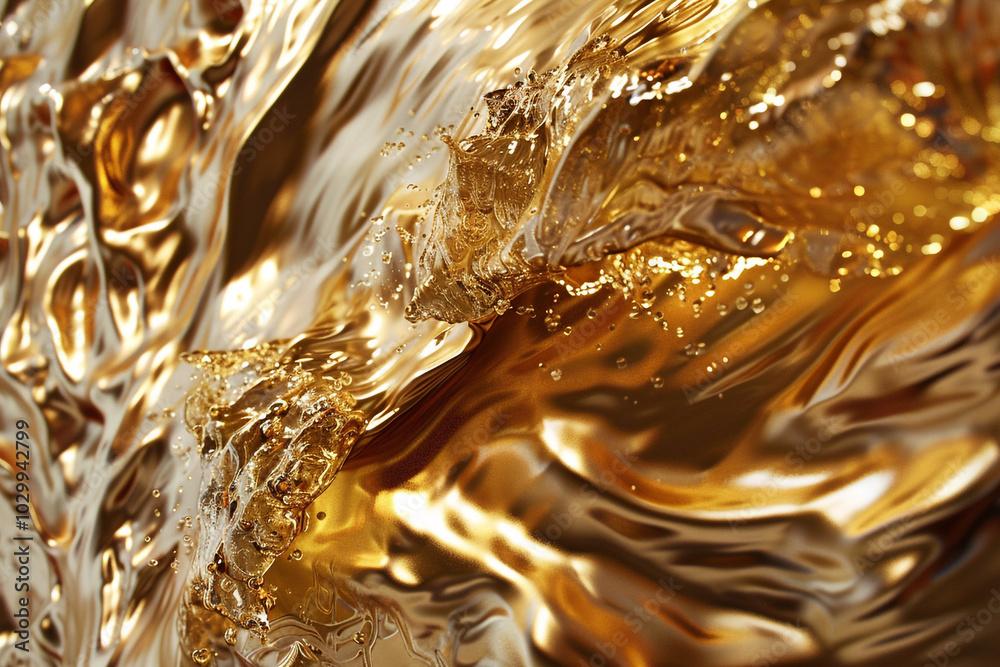 Close-up of molten golds seamless flow embodying the luxurious side of metalwork and the wealth it generates Close-up of molten golds seamless flow embodying the luxurious side of metalwork and the wealth it generates