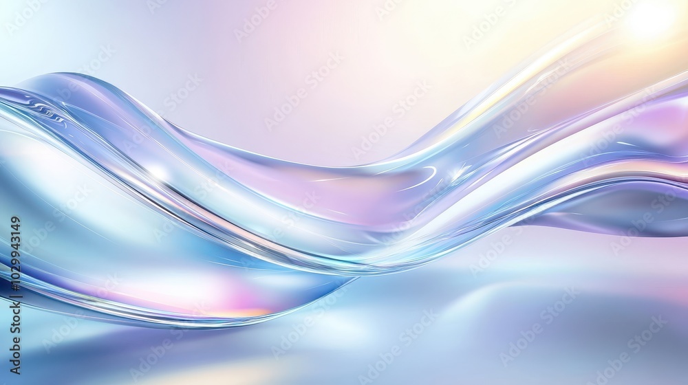 Fototapeta premium A reflective light blue holographic background showcasing gradients and depth, ideal for innovative product showcases or creative branding.