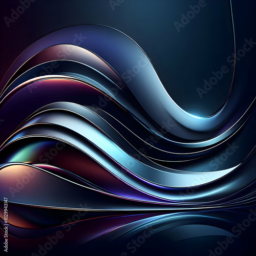 Glossy Curved Reflections on a Dark Background photo