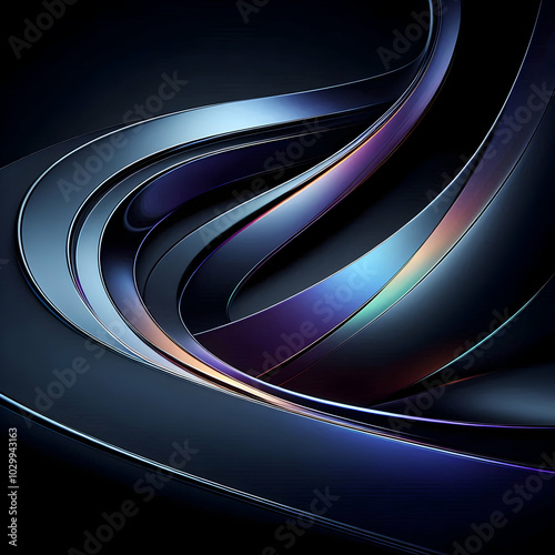 Glossy Curved Reflections on a Dark Background photo