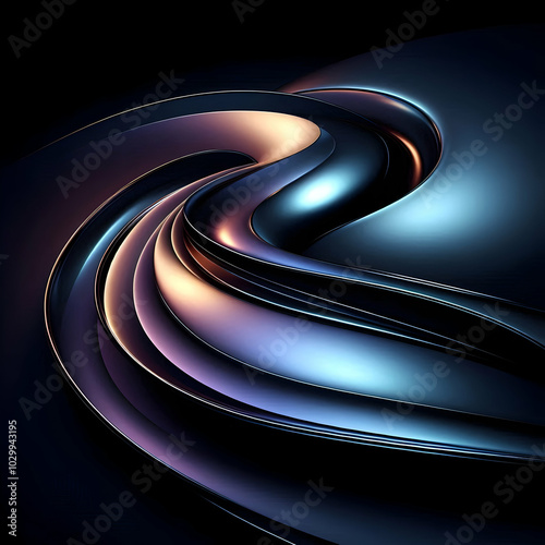 Glossy Curved Reflections on a Dark Background photo