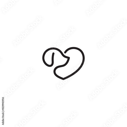 Minimalist Heart Shaped Dog Logo Design for Animal Lovers