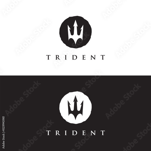 Poseidon's Trident sign in circle logo vector illustration
