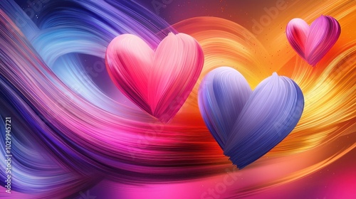 Wallpaper Mural Abstract love heart background with brushstrokes of color forming overlapping heart shapes. Torontodigital.ca