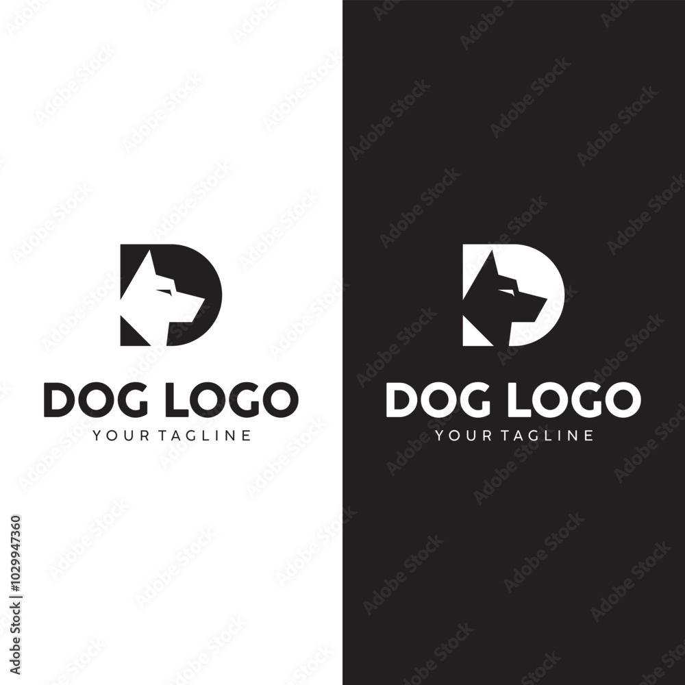 Minimalist Dog Logo Design With Letter D Minimalist Dog Logo Design With Letter D