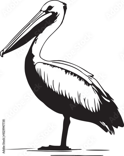 pelican on white background