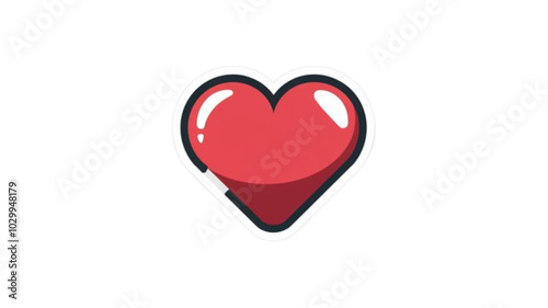 red heart shape sticker with a cute, playful style