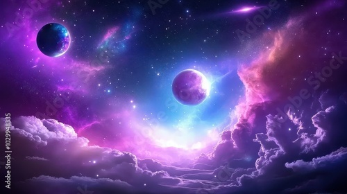 Glowing galaxy night sky background with distant stars and vibrant nebula clouds, perfect for celestial visuals.