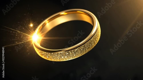 Glowing gold ring with a sparkling shine and elegant design. Seamless looping 4k time-lapse video background