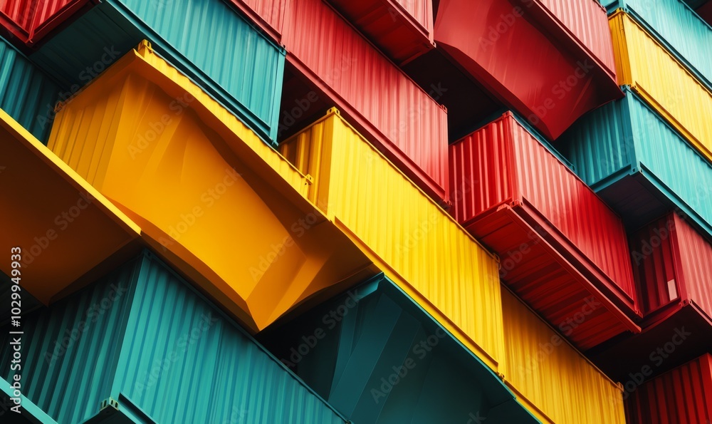 Shipping transport containers folded in asymmetrical pattern Shipping transport containers folded in asymmetrical pattern