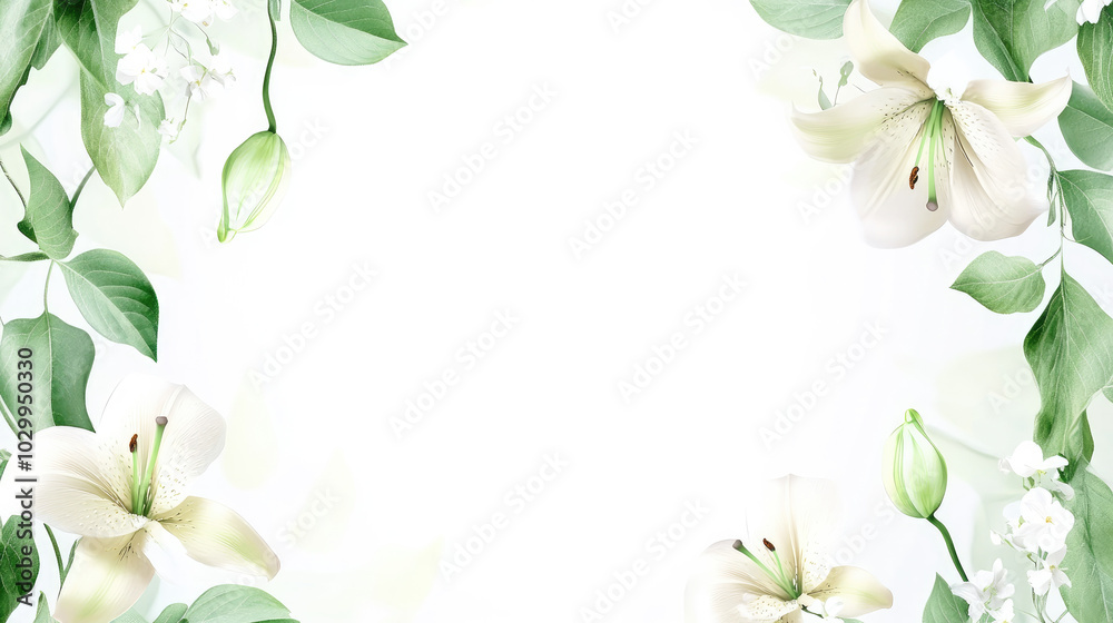 Ultra-Realistic Floral Frame with Dainty Blooms and Greenery for Decorative Purposes Ultra-Realistic Floral Frame with Dainty Blooms and Greenery for Decorative Purposes