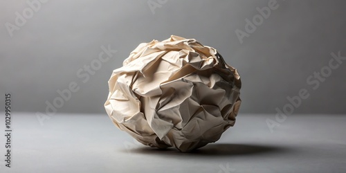 Step by step process of crumpling paper into a ball on gray background Silhouette