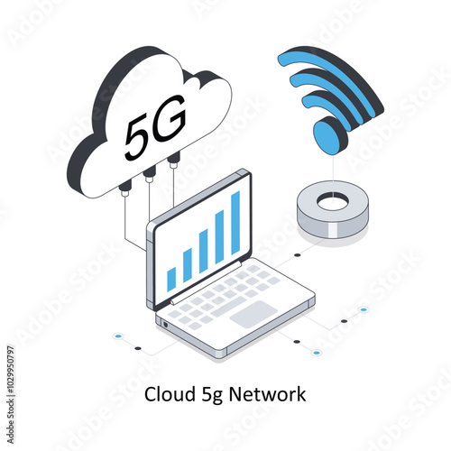 Cloud 5G Network  Isometric stock illustration. EPS File stock illustration