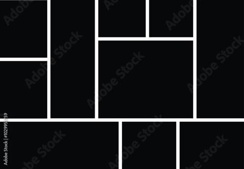 Set of collage photo frames. Templates for photos. Vector illustration.