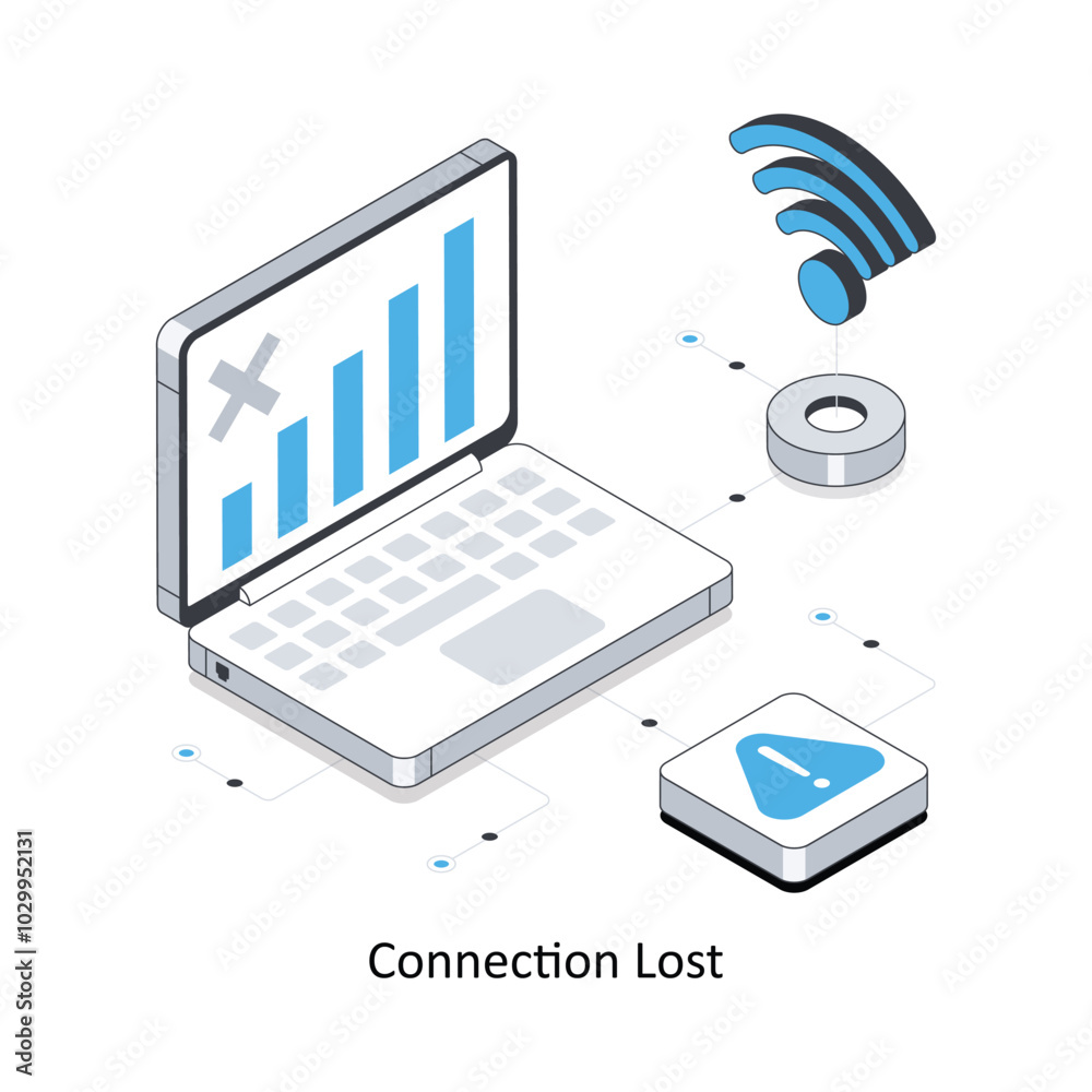 Connection Lost  Isometric stock illustration. EPS File stock illustration