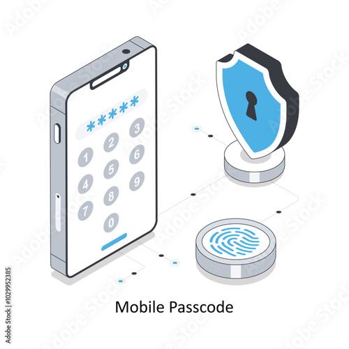 Mobile Passcode Isometric stock illustration. EPS File stock illustration