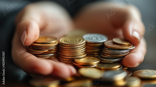 A person is shown counting coins as part of their financial planning, emphasizing careful management of resources.