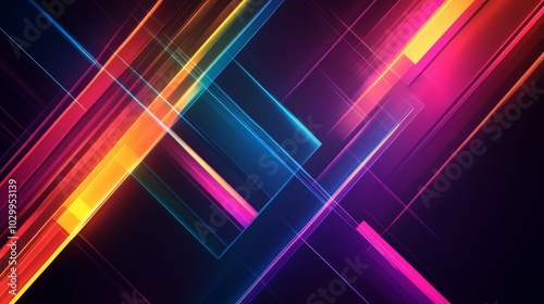 Vibrant Neon Geometric Shapes Background for Modern Designs Generative AI