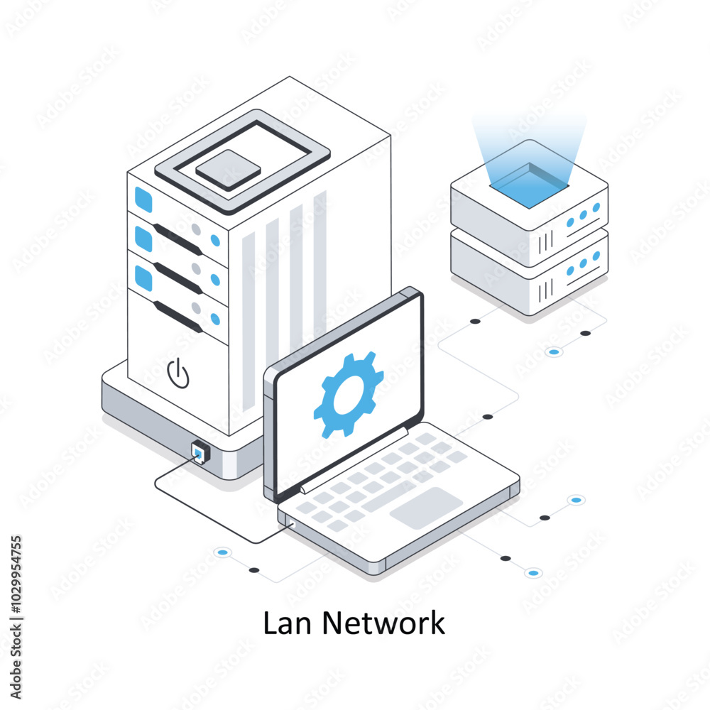 Lan network Isometric stock illustration. EPS File stock illustration Lan network Isometric stock illustration. EPS File stock illustration
