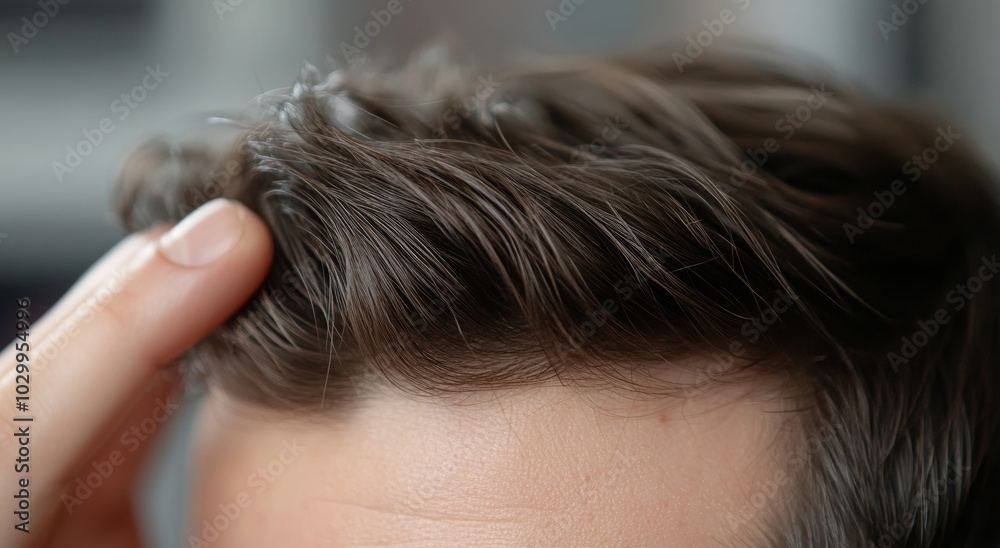 Obraz premium Augmented Reality Hair and Finger Fixing Concept, Beauty and Technology Generative AI