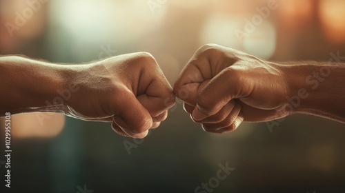 Two Friends Bumping Fists in a Gesture of Solidarity and Support Generative AI