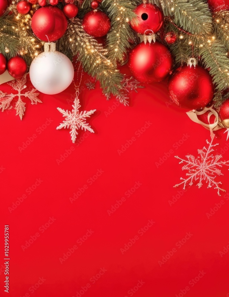 Christmas Red and White Ornament Border Background Christmas Red and White Ornament Border Background