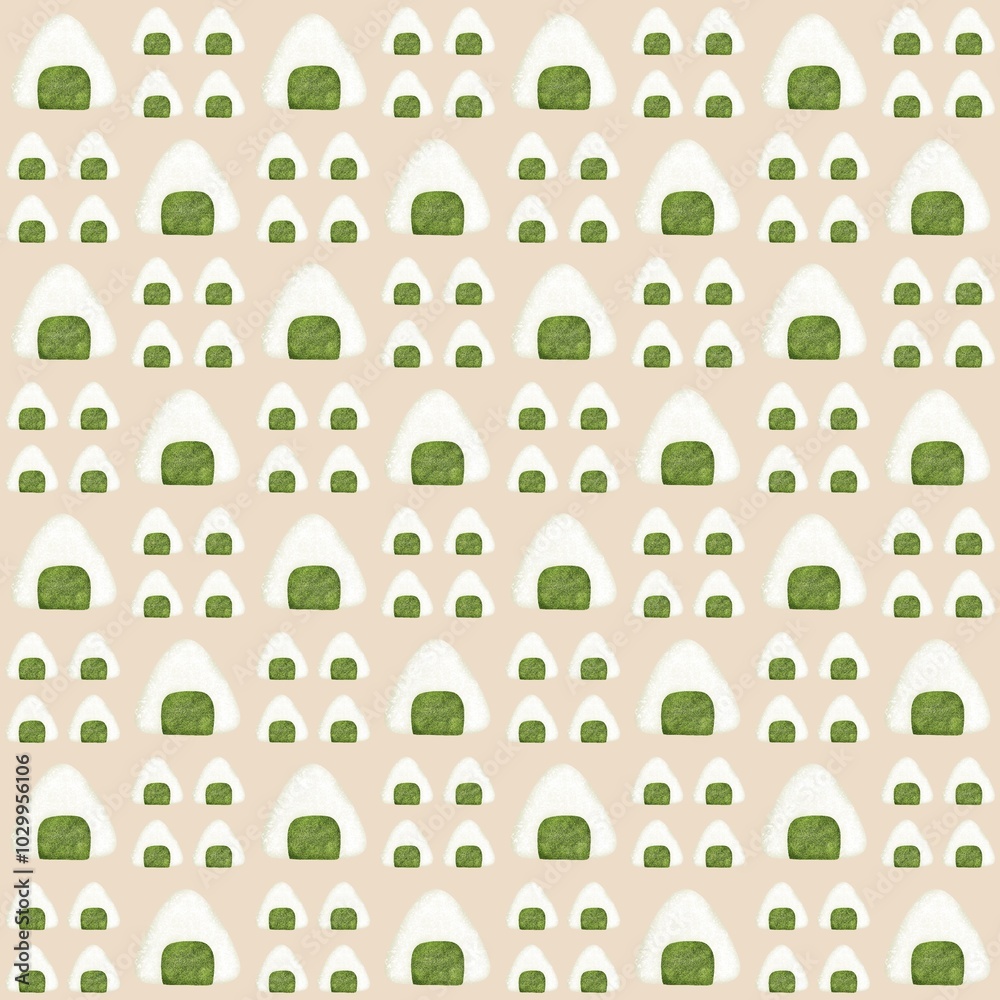 Onigiri seamless pattern on background.