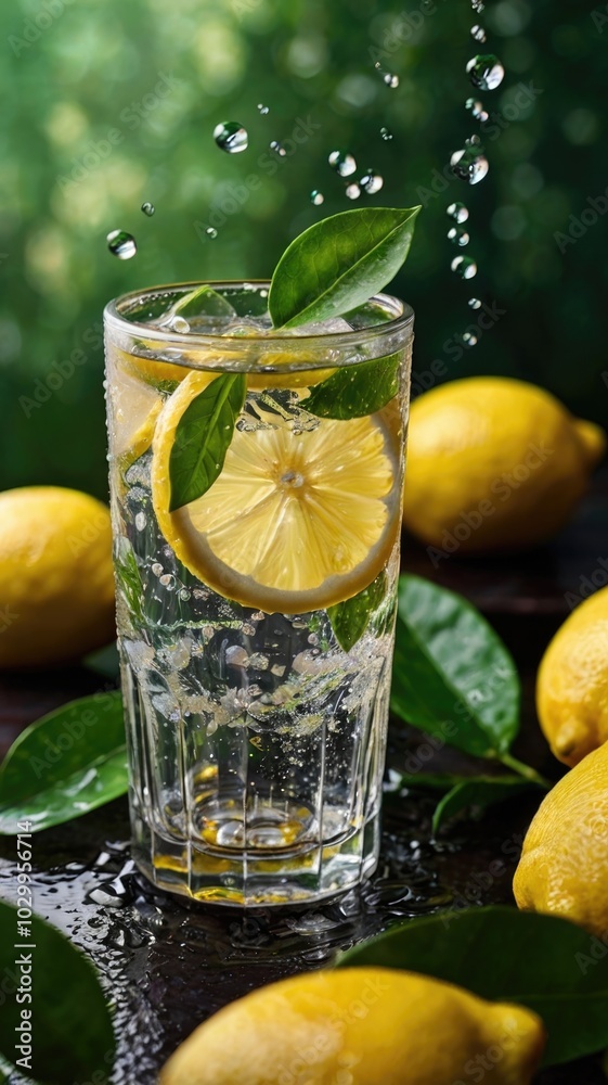 Refreshing Glass of Lemon Water with Mint Leaves