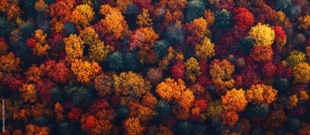 Aerial View of Dense Forest in Autumn with Vibrant Foliage for Travel and Nature Photography Generative AI Aerial View of Dense Forest in Autumn with Vibrant Foliage for Travel and Nature Photography Generative AI