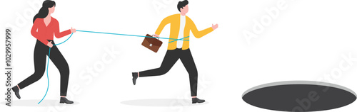 Tug-of-war, businessman trying to get rid of control

