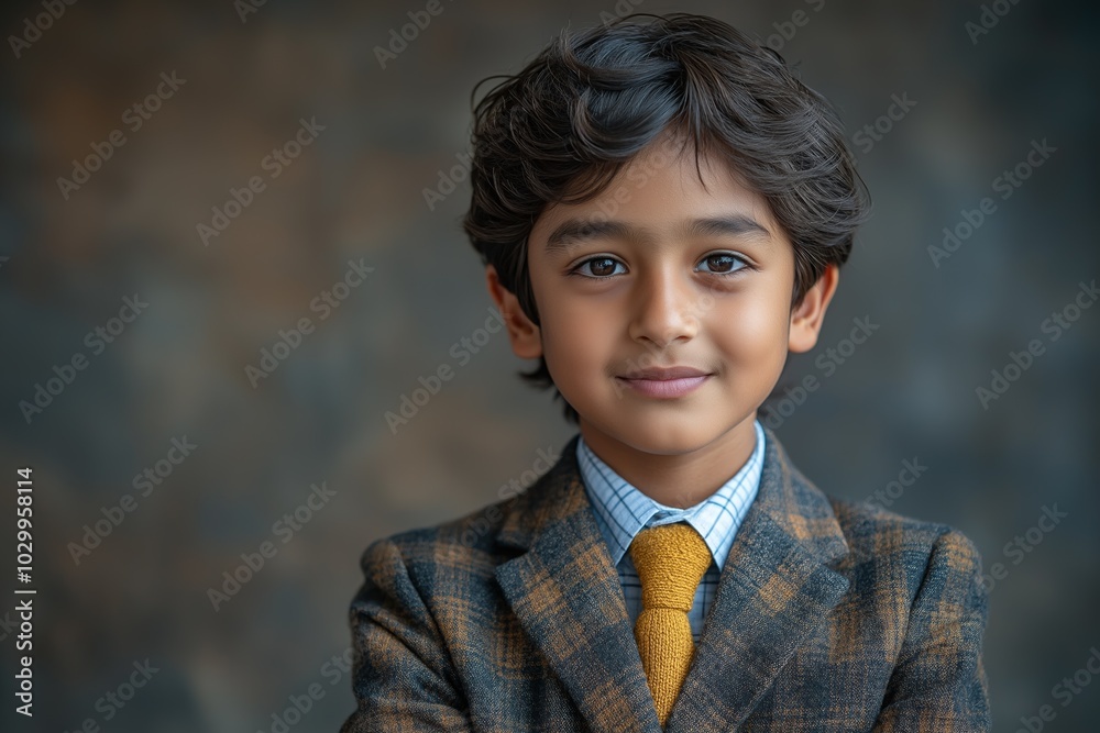 Focused young Indian boy in school uniform standing confidently with arms crossed, ready to excel Focused young Indian boy in school uniform standing confidently with arms crossed, ready to excel