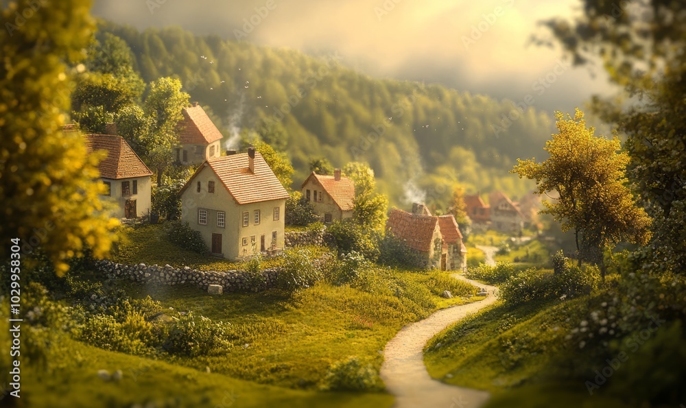 Obraz premium the neighborhood and nearby houses in the summer